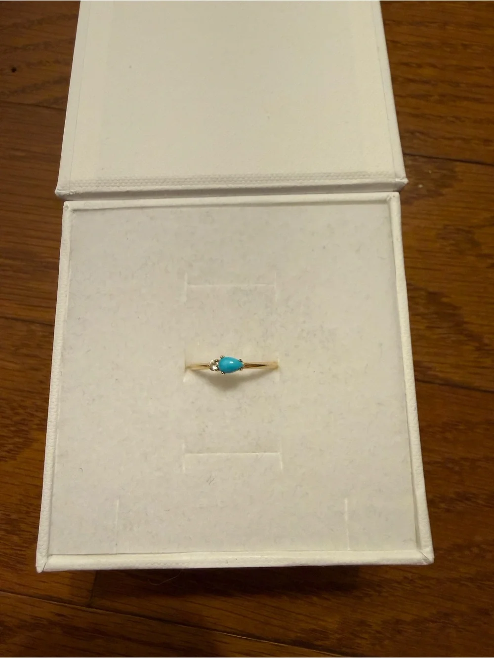 Mejuri 14k Gold Ring with Turquoise Teardrop and White Sapphire